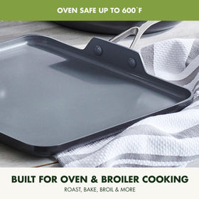 GreenPan Valencia Pro oven-safe up to 600°F for versatile finishing