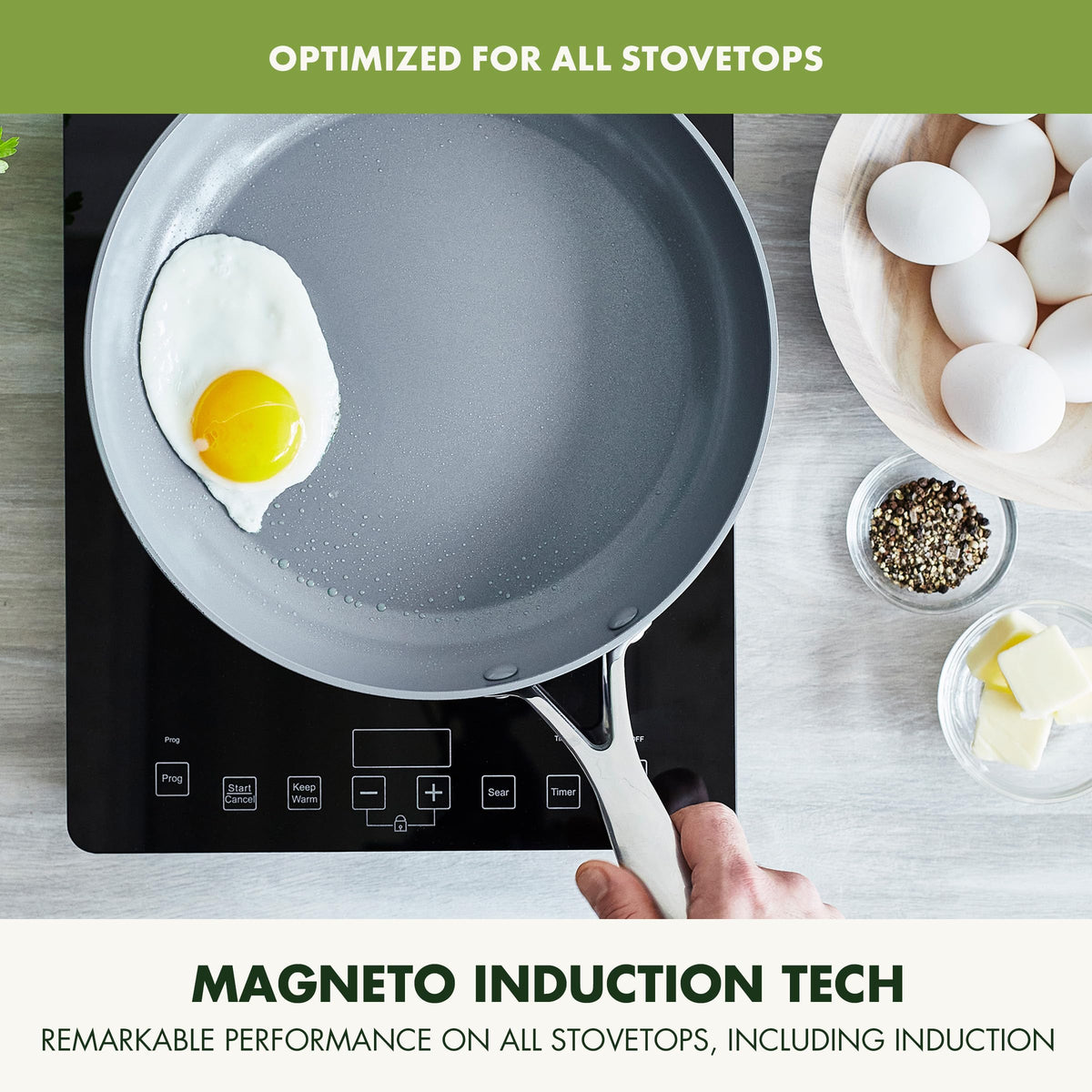 GreenPan Valencia Pro skillet with handle designed for oven use and safety