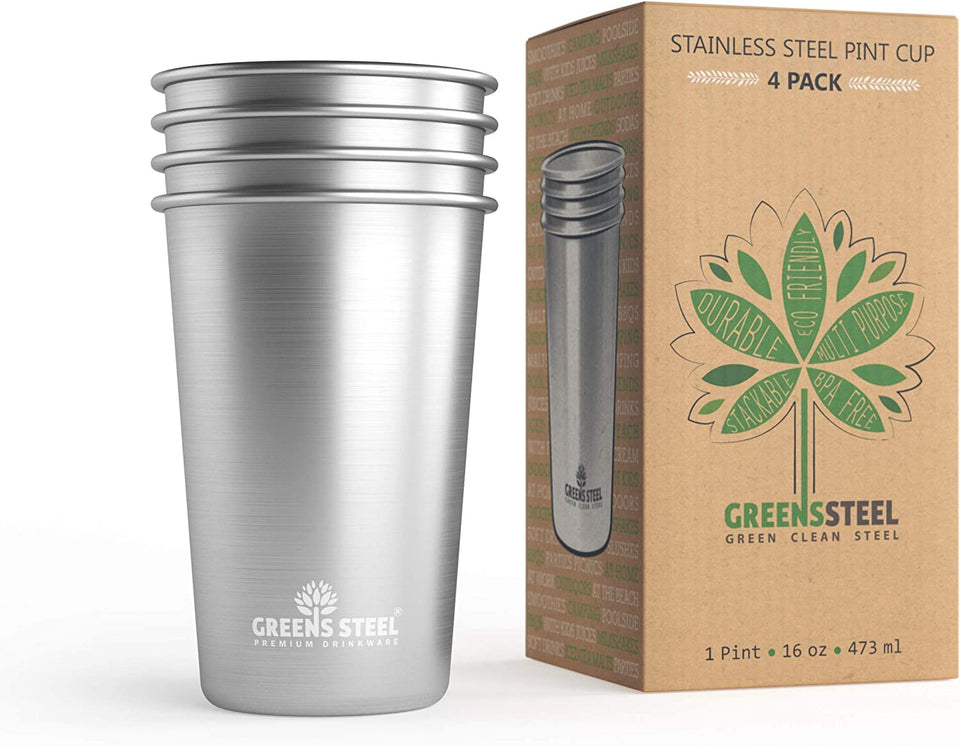 Greens Steel 16oz cup front view for everyday use.