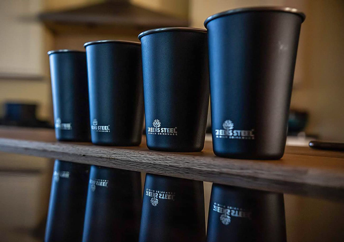 Greens Steel 16oz pint tumbler kid-friendly for family use.