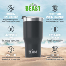 Greens Steel 40oz tumbler wide-mouth design for easy cleaning