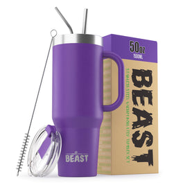 Greens Steel Beast 50oz tumbler with handle front view for on-the-go hydration