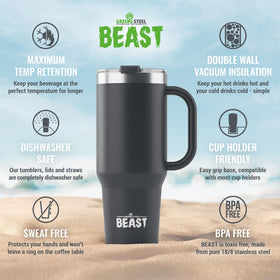 Greens Steel iced coffee tumbler maintaining cool refreshment on the go.