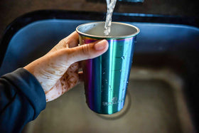 Greens Steel stackable rainbow finish cups for outdoor adventures