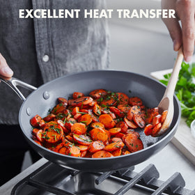 GreenPan Valencia Pro glass lid lets you monitor progress while locking in heat.