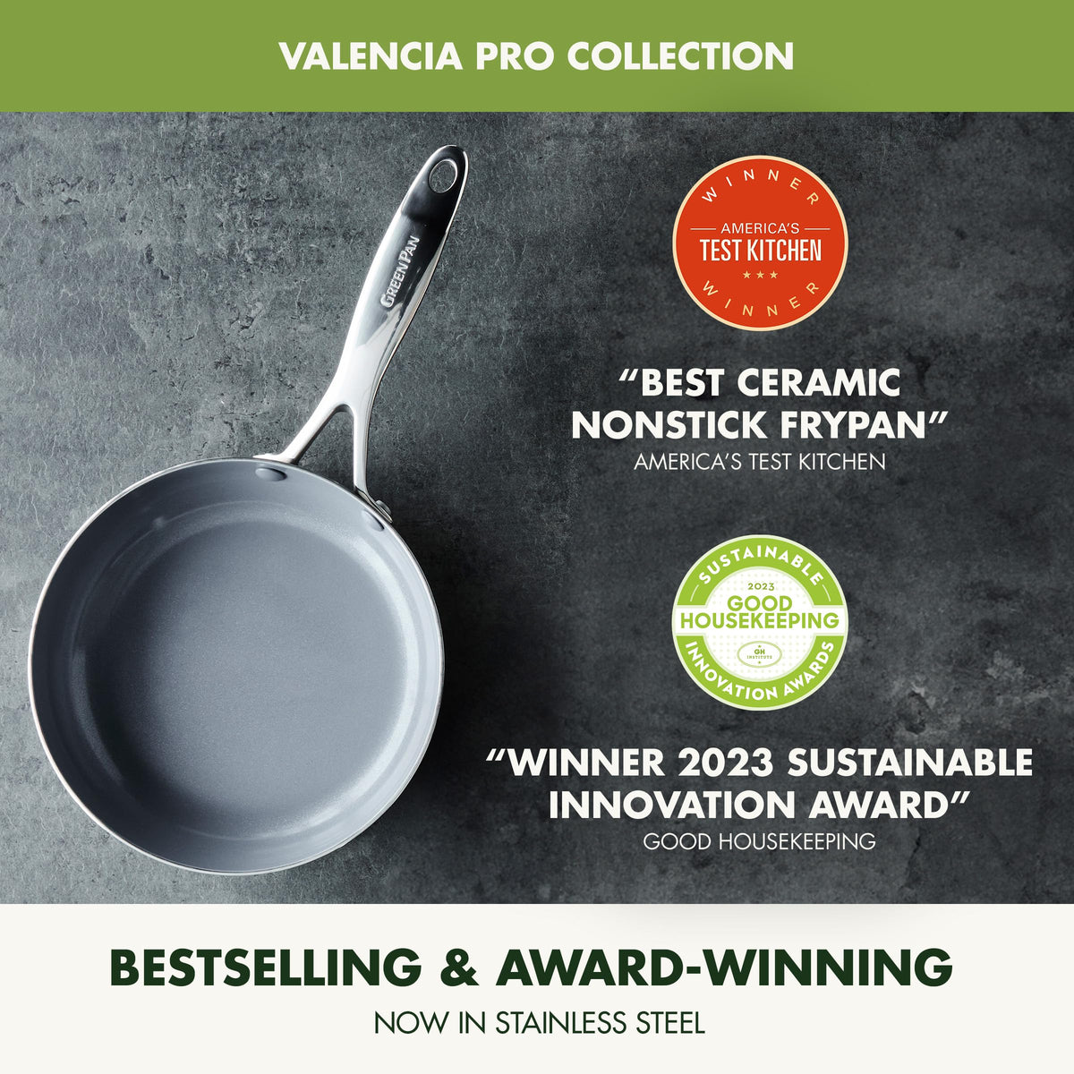 GreenPan Valencia Pro 10in frying pan for even browning and searing.
