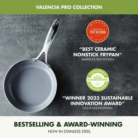 GreenPan Valencia Pro 10in frying pan for even browning and searing.