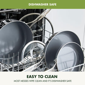 GreenPan Valencia Pro pans are dishwasher safe for quick cleanup.