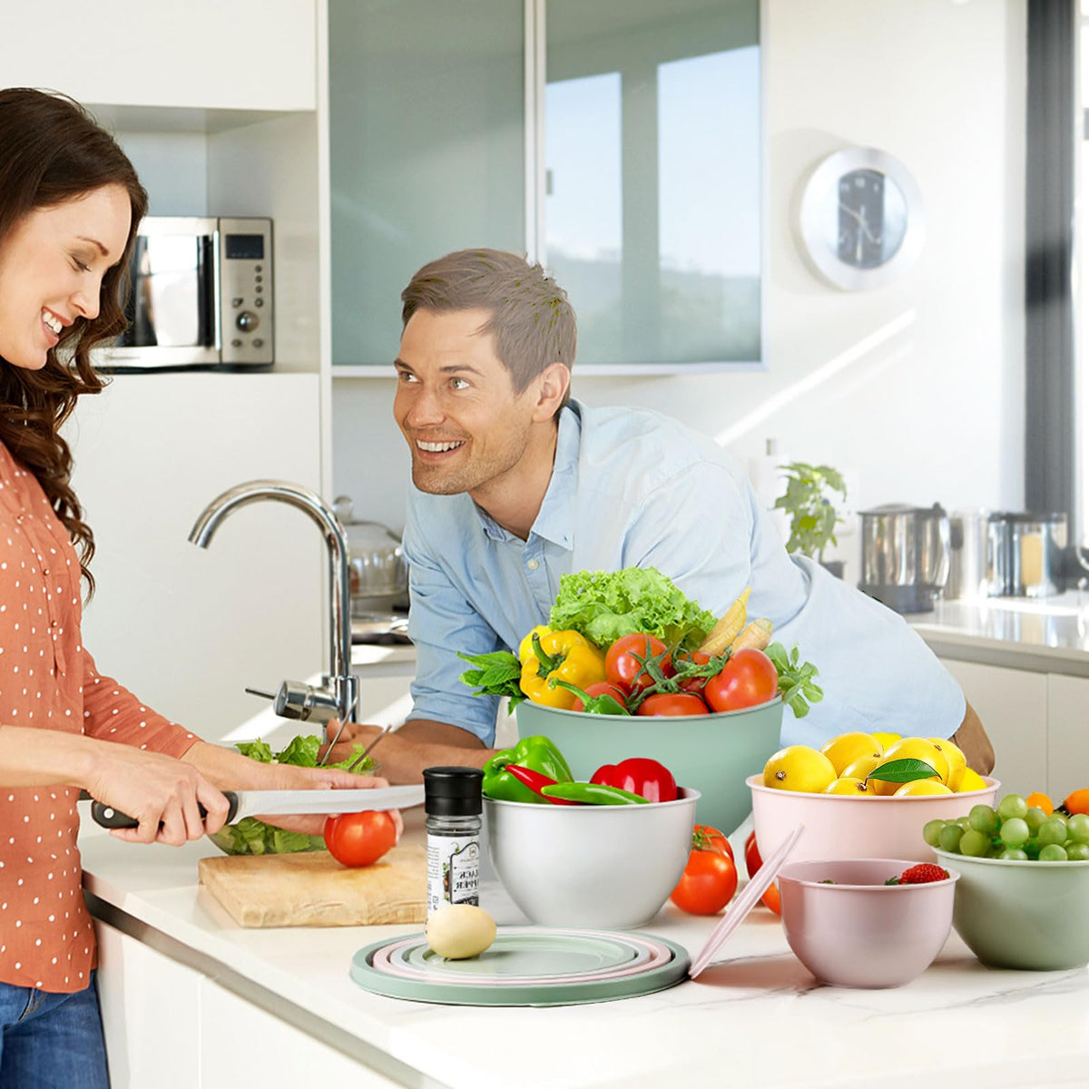 Greentainer 5-piece set nests compactly in your cabinet.