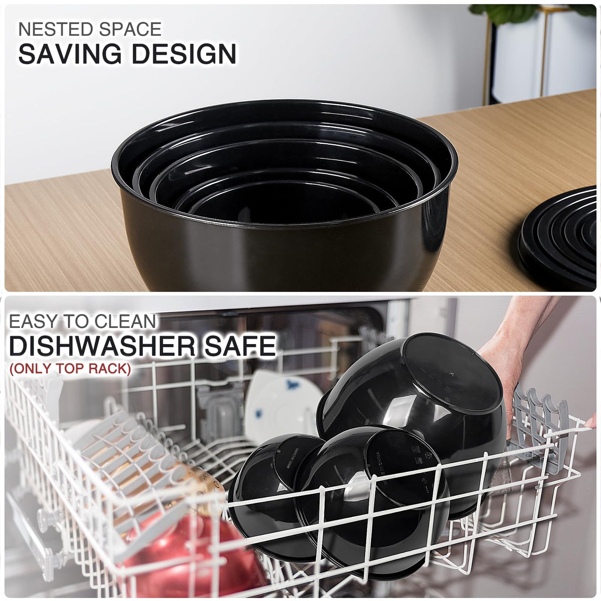 Greentainer dishwasher-safe mixing bowls easy to clean after cooking
