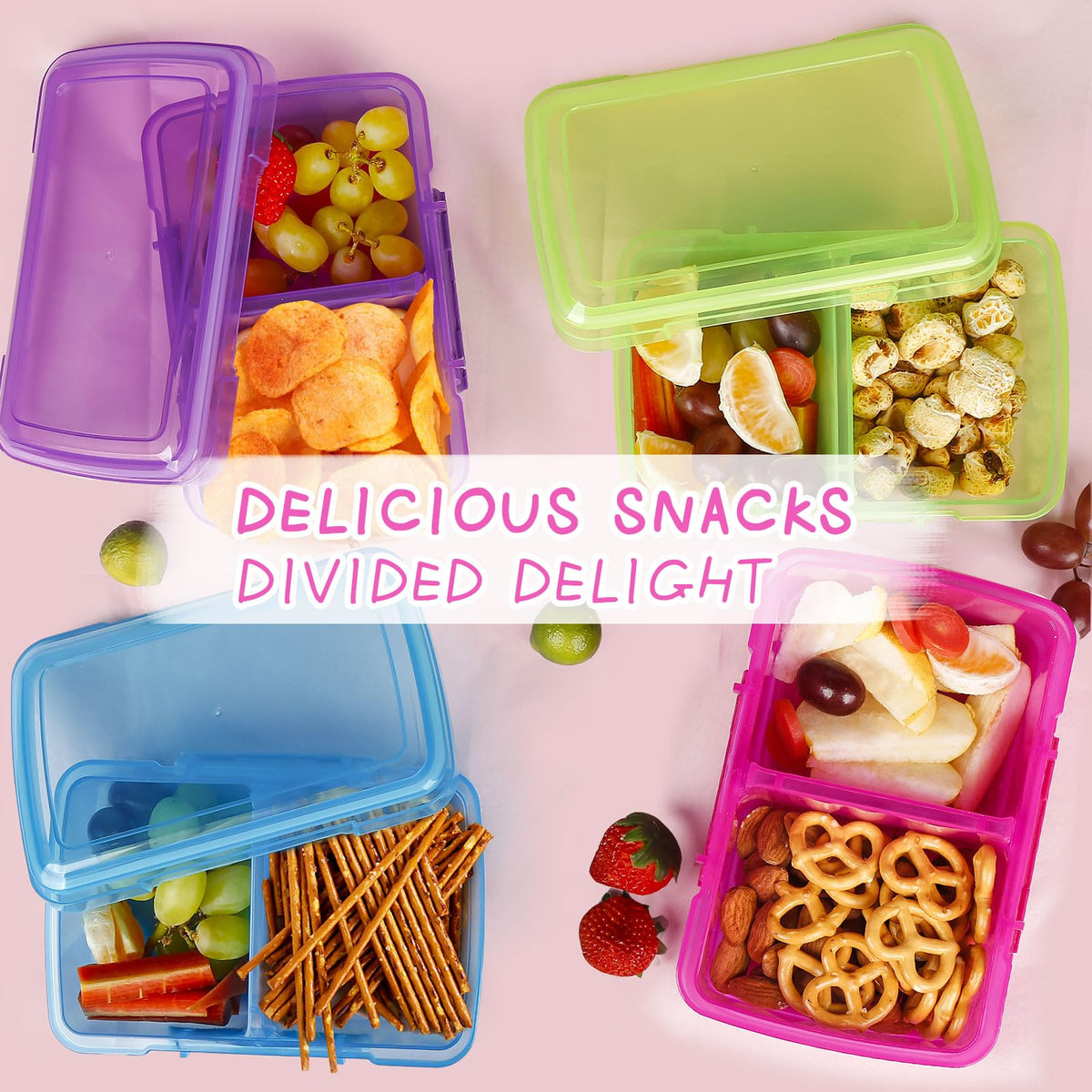 Greentainer two-compartment lunch box ideal for portion-controlled kids meals.