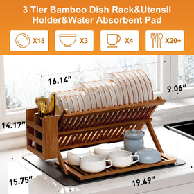 Greenual 3-tier collapsible dish rack saves space after meals.