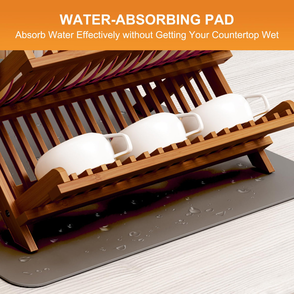 Greenual foldable dish rack provides compact storage when not in use.