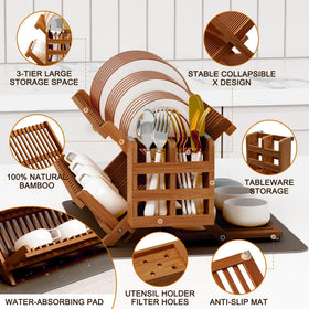 Greenual large-capacity rack fits full dish sets and cups.