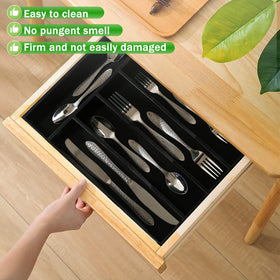 Greenual silverware tray with 5 compartments helps you sort cutlery efficiently.
