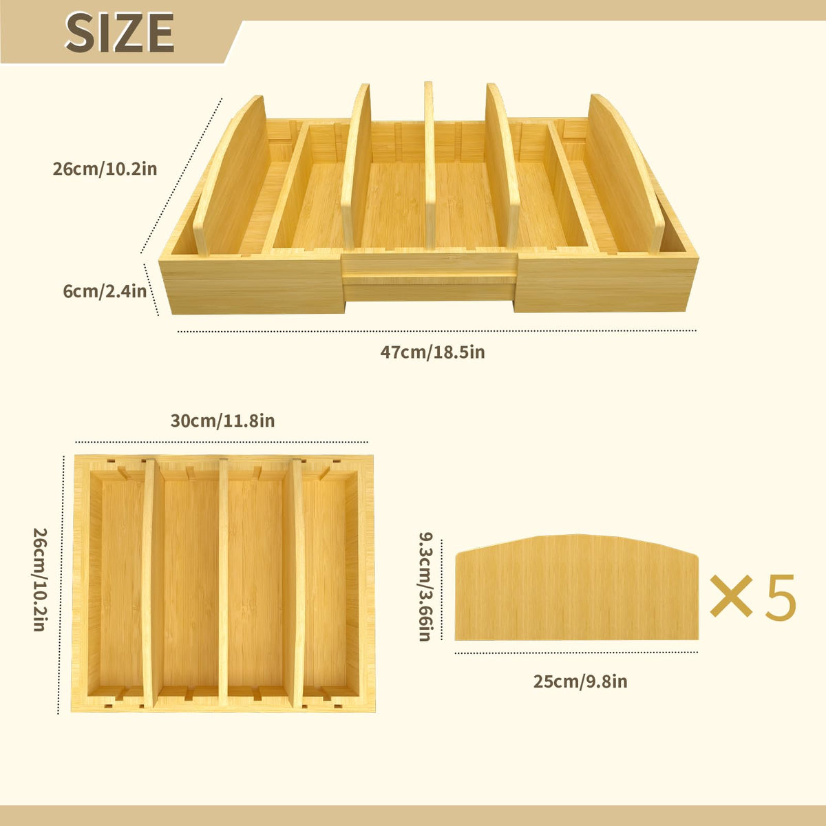 Greenwhisper adjustable dividers showing flexible layout for various lid sizes