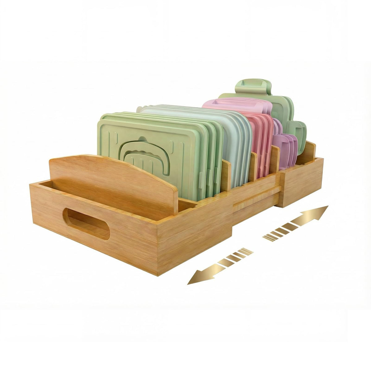 Greenwhisper lid organizer in cabinet with spacious compartments for lids