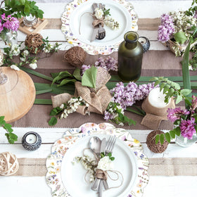 G.R.I floral round mats suit weddings and showers with charm.