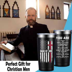 Grifarny Christian Gifts Man Tumbler double-wall insulation preserves hot or cold beverages.