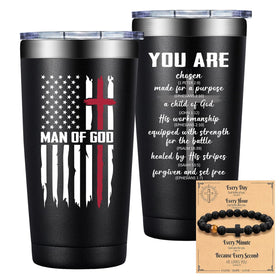 Grifarny Christian Gifts Man Tumbler front view keeps drinks at the right temperature longer.