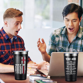 Grifarny Christian Gifts Man Tumbler hand-holding in daily routine for motivation.