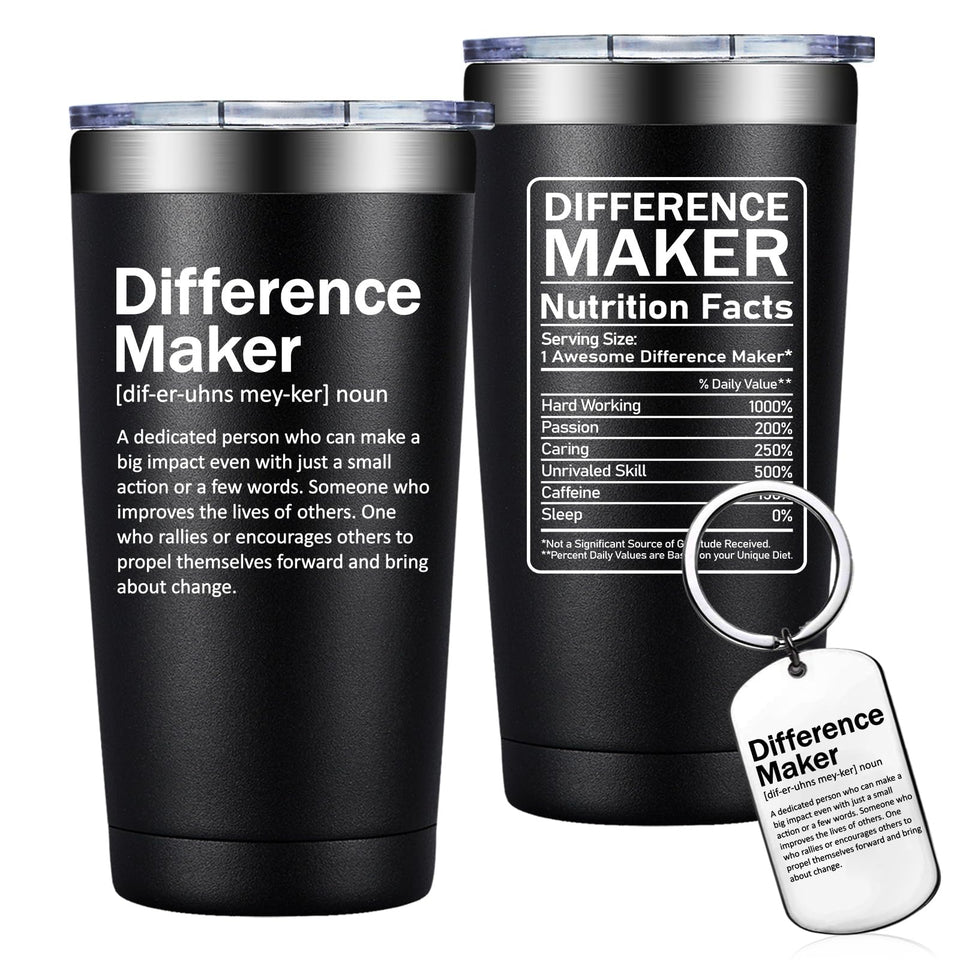 Grifarny Difference Maker Tumbler 20oz with double-wall insulation keeps drinks hot or cold.