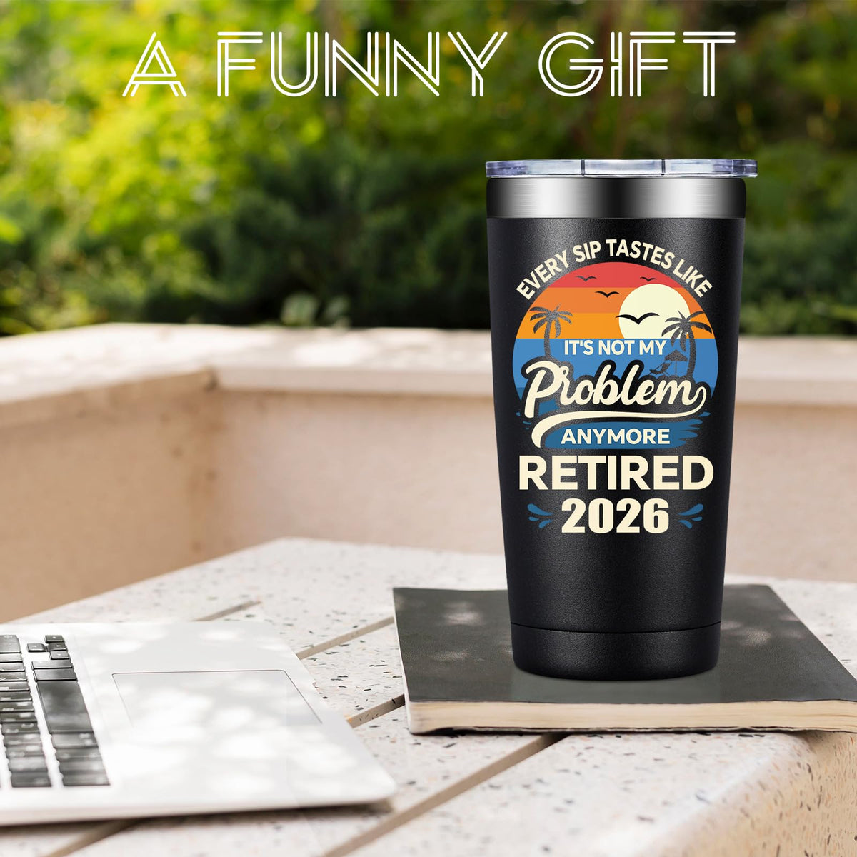 Grifarny retirement party scene featuring the legent has retired tumbler