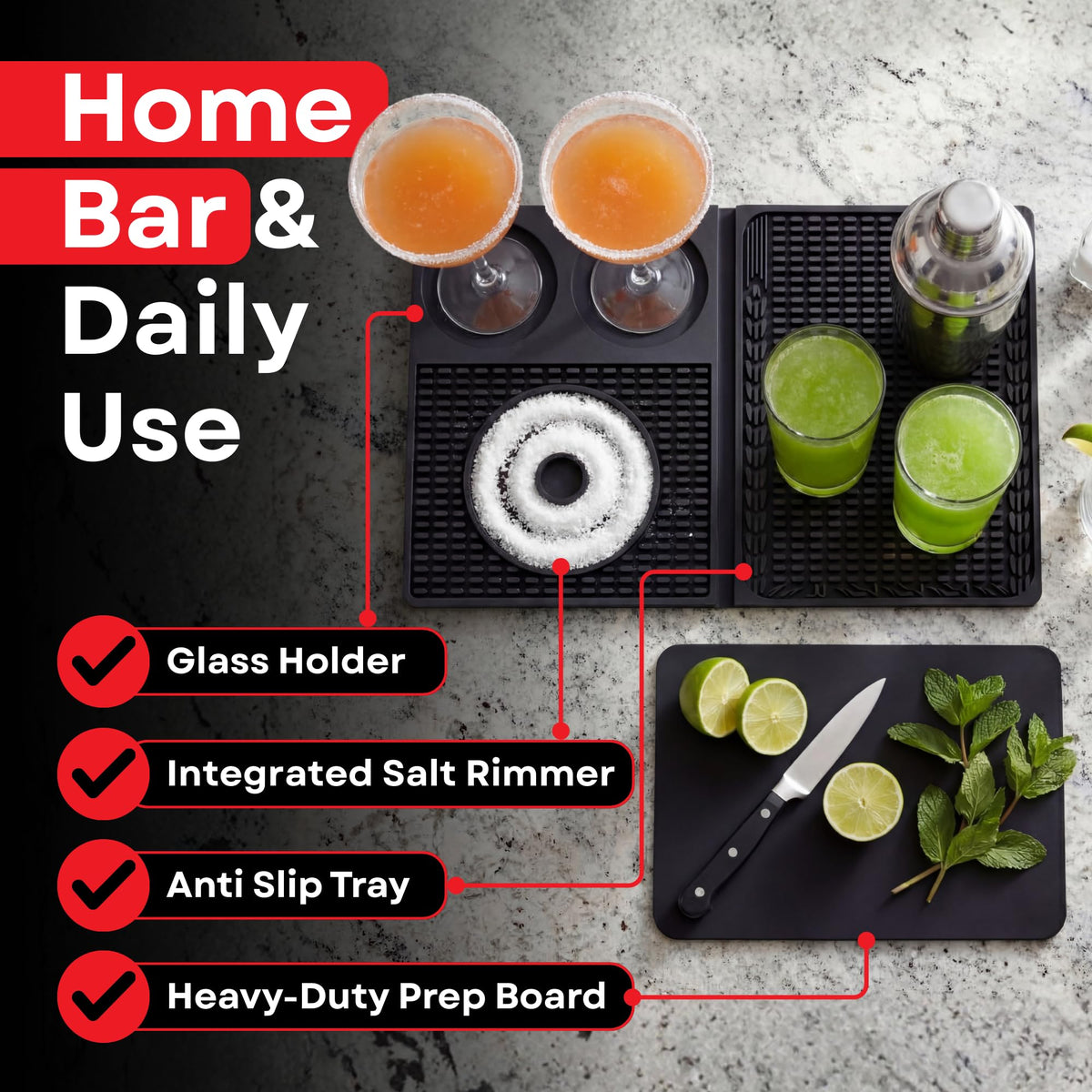 Grill 4U bar station non-slip surface keeps tools secure during busy bartending tasks