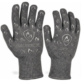 Grill Armor Gloves showing 932f heat protection for safe hot-pan handling.