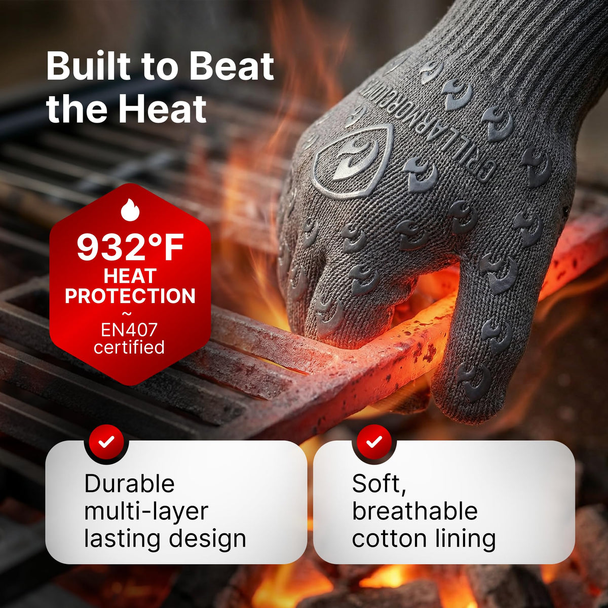 Grill Armor Gloves interior cotton lining keeping hands comfortable during long cooks.