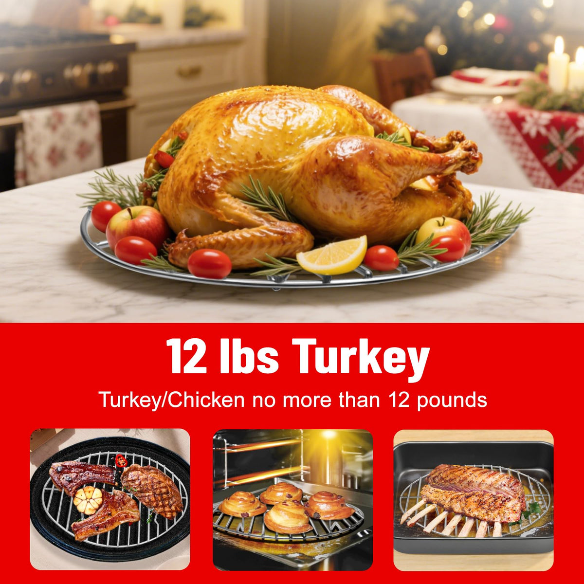 GRILL BUMP 12in multi-use roasting rack for diverse trays