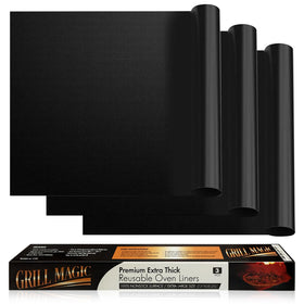 Grill Magic oven liner protects standard oven bottoms from spills.
