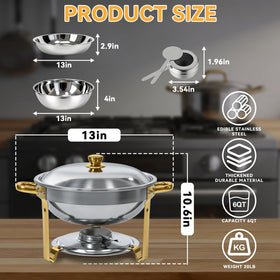 Grillaxy 6QT chafing dish round silver in use for steady warmth