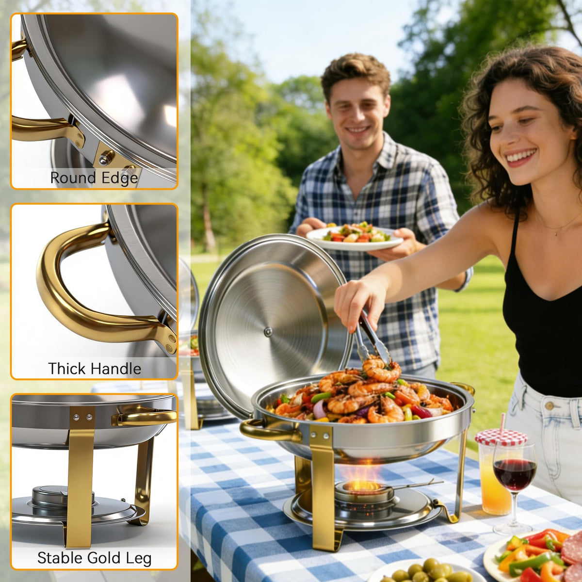 Grillaxy buffet warmers with fuel cans ensuring long-lasting temperature
