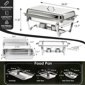 Grillaxy stainless steel chafer with rolled edges protects fingers during handling.