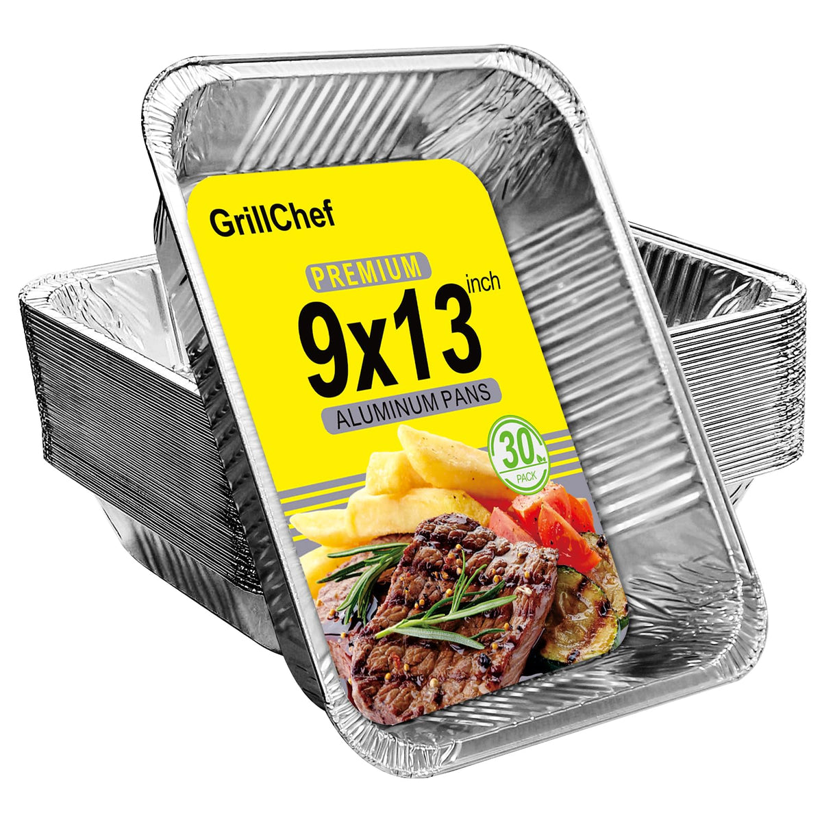 GrillChef 9x13 aluminum foil pans ready for baking and serving
