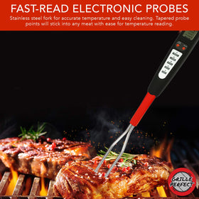 Grille Perfect 16-inch length keeps hands away from heat during grilling