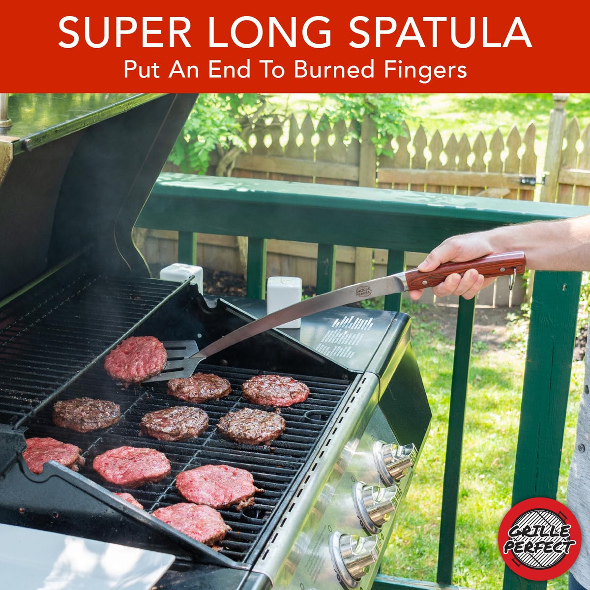 Grille Perfect stainless steel shaft adds strength for heavy flips