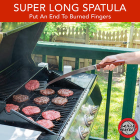 Grille Perfect stainless steel shaft adds strength for heavy flips