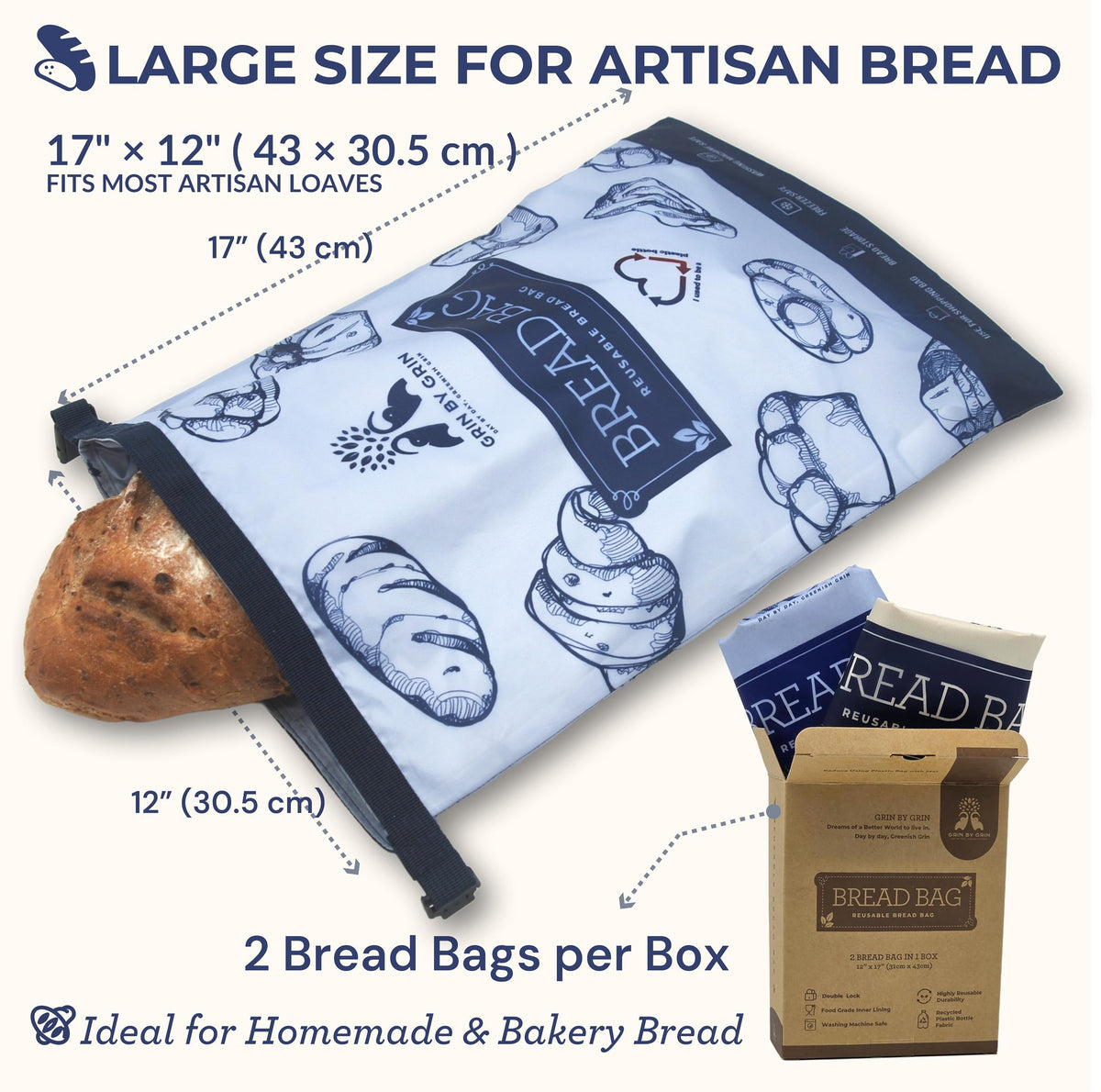 GRIN BY GRIN bags in freezer protecting bread from freezer burn