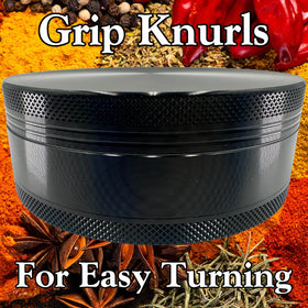 Grinder Garage large 4-inch chamber shown for higher grinding capacity.