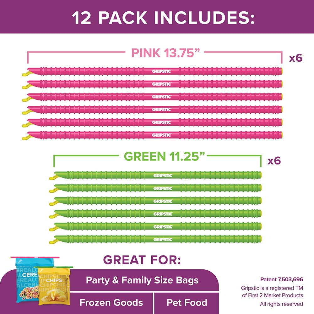 GripStic bag sealer 11-25 inch sealing a snack bag for lasting freshness.