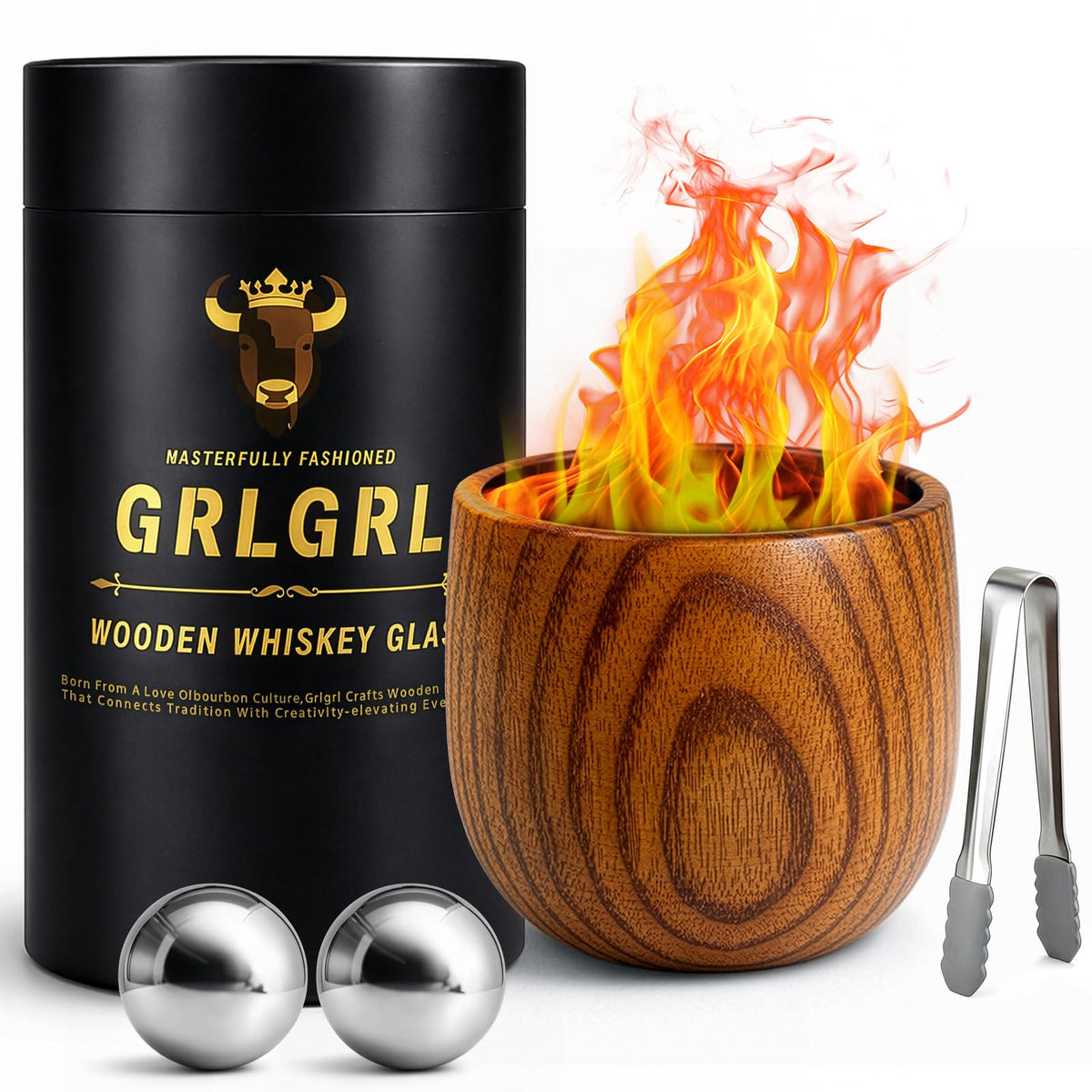GrlGrl charred interior glass enhances aroma for richer bourbon notes