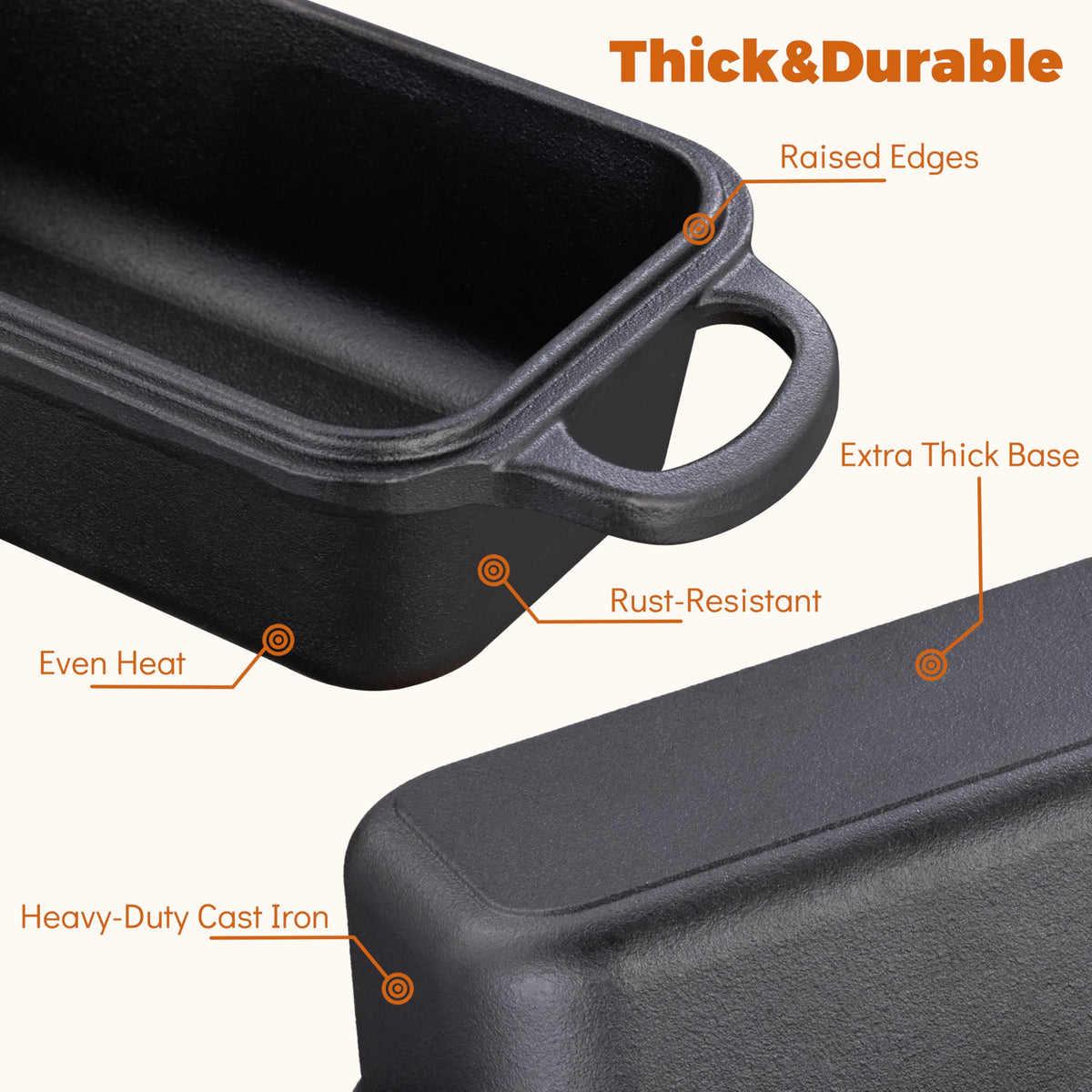 GRMlmosa cast-iron loaf pan 9x5 inches with robust heat retention