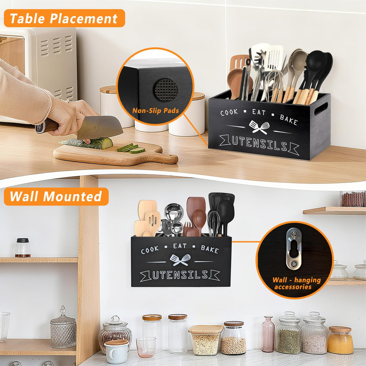 Groqrsn durable wood construction supports daily kitchen tasks.