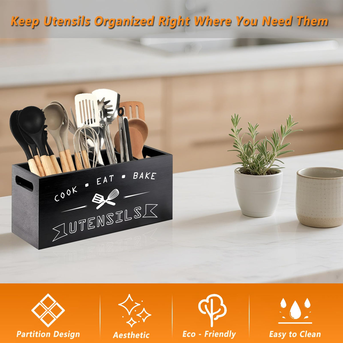 Groqrsn spoon and spatula spaces keep tools organized at a glance.