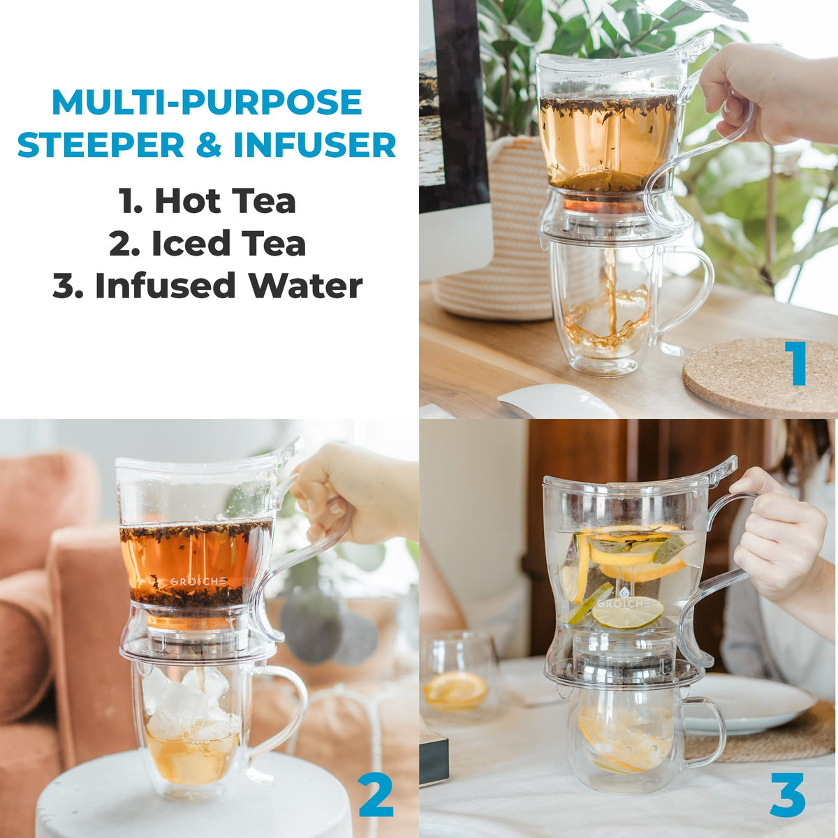 GROSCHE Aberdeen teapot spillproof pour for clean, mess-free tea sessions.