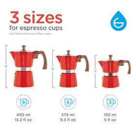 GROSCHE Milano red espresso pot with Italian design for home barista.