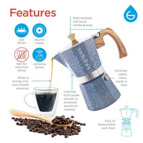 GROSCHE Milano moka pot indigo pour spout in action