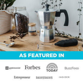 Greek Greca-style coffee preparation with the Milano moka pot design.
